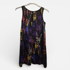 ANDY WARHOL BY PEPE JEANS LONDON 100% Silk Elvis Motif Dress Size Small